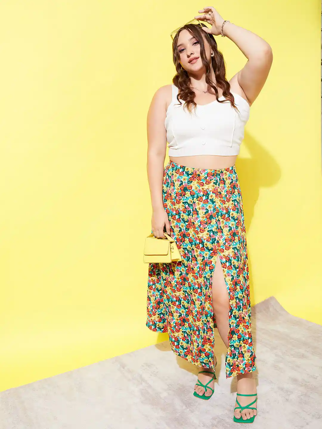 Buy Berrylush Curve Plus Size Red Floral Printed High-Rise A-Line