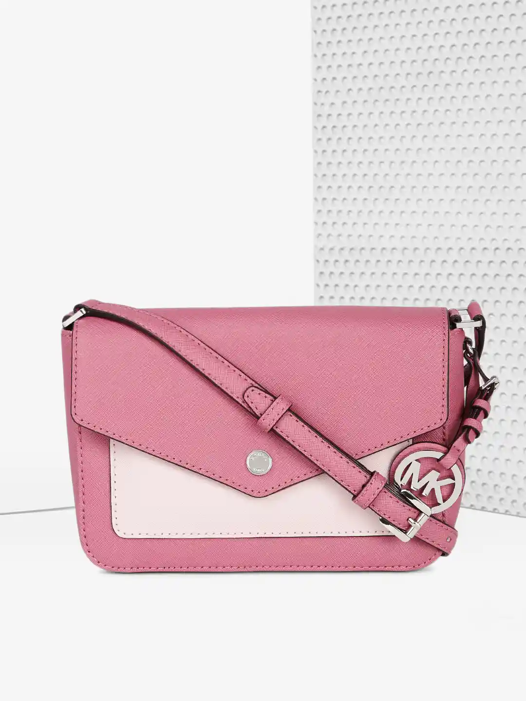 Buy Michael Kors Pink Colourblocked Leather Sling Bag Handbags