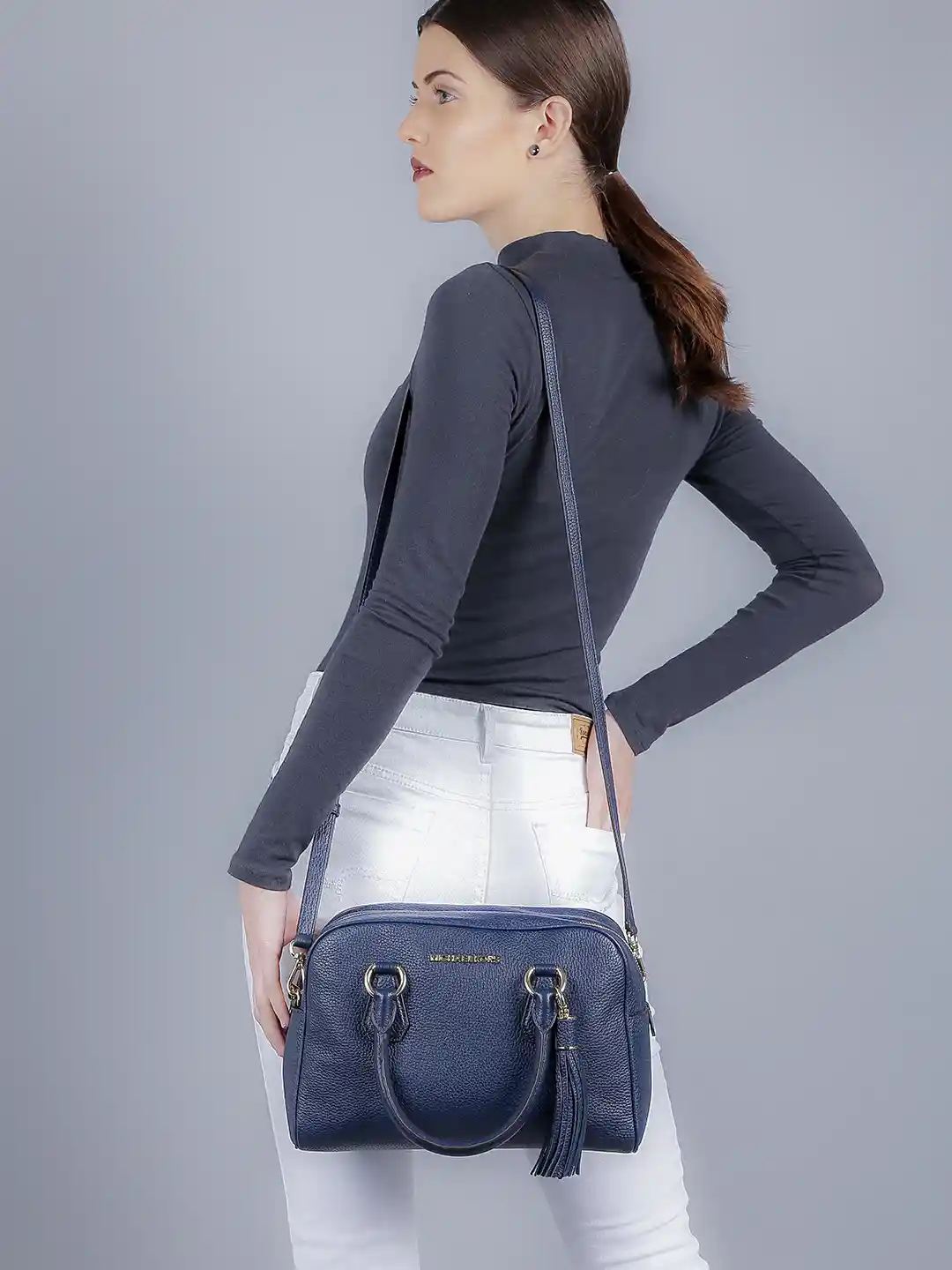 Buy Michael Kors Navy Blue Solid Handheld Bag Handbags for Women