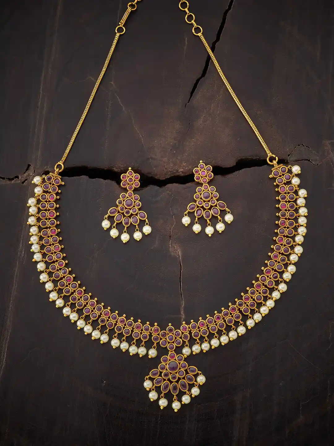 Buy Kushal's Fashion Jewellery Gold-Plated Necklace Earrings