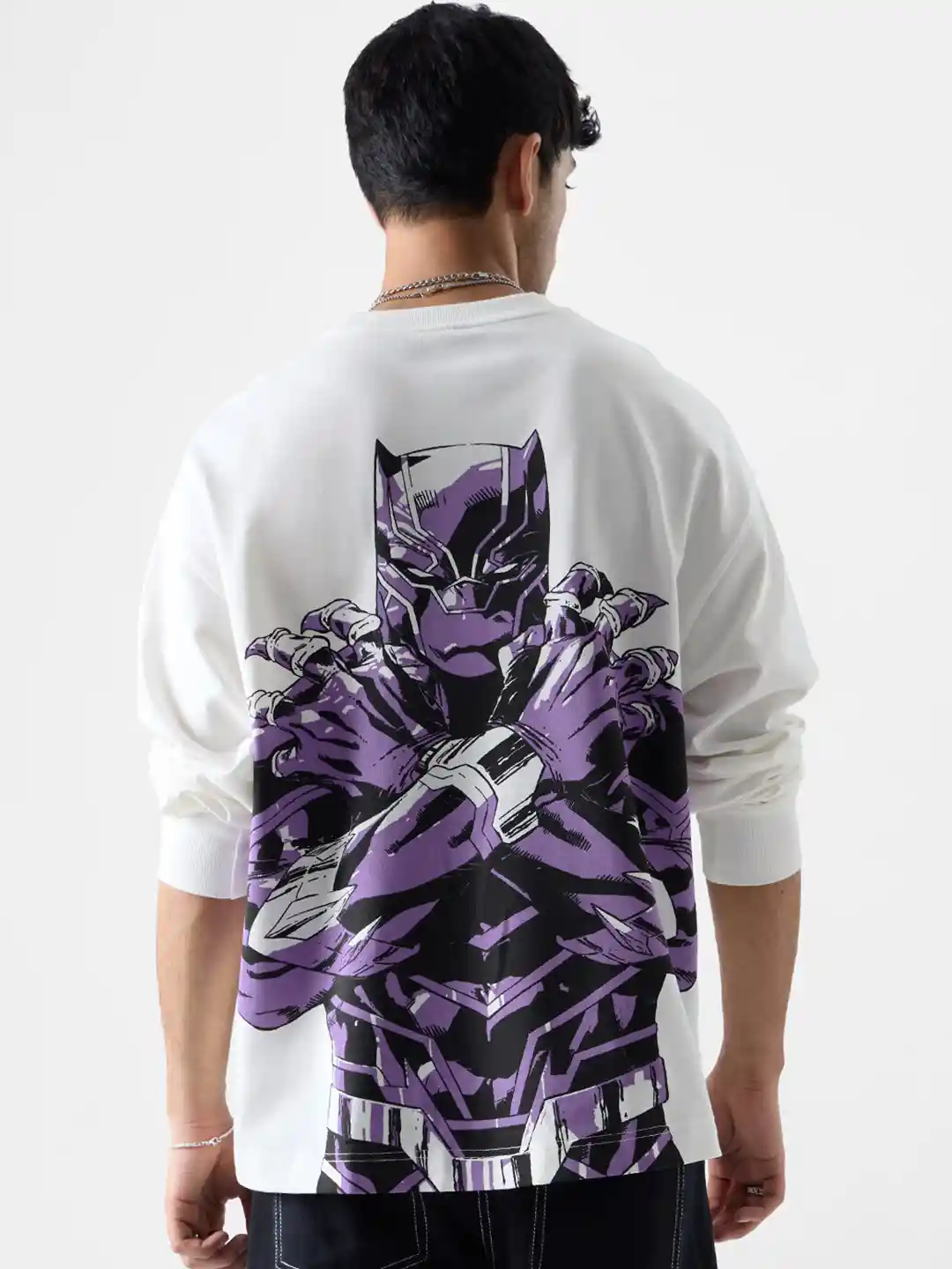 The Souled Store Black Panther Printed Cotton Oversized T-shirt