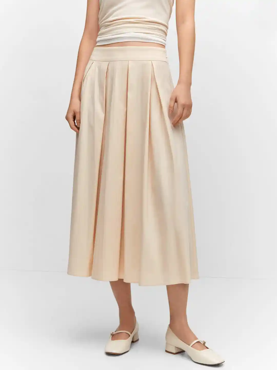 Buy MANGO Box Pleats Midi A-Line Skirt - Skirts for Women 24705294