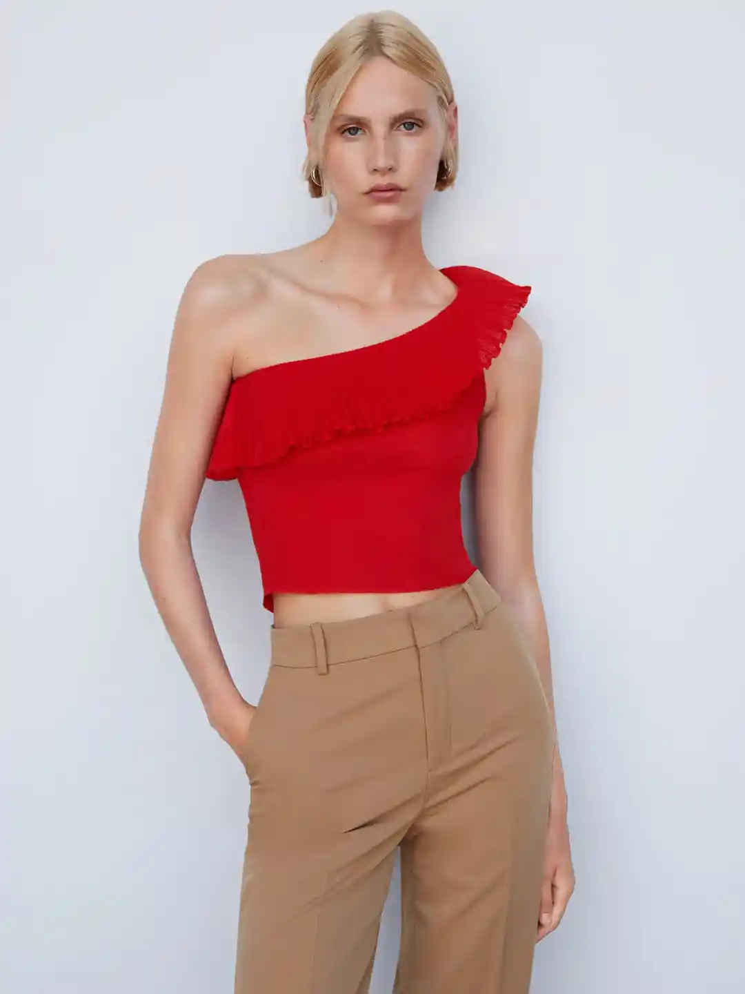 Buy MANGO One-Shoulder Ruffles Crop Top - Tops for Women