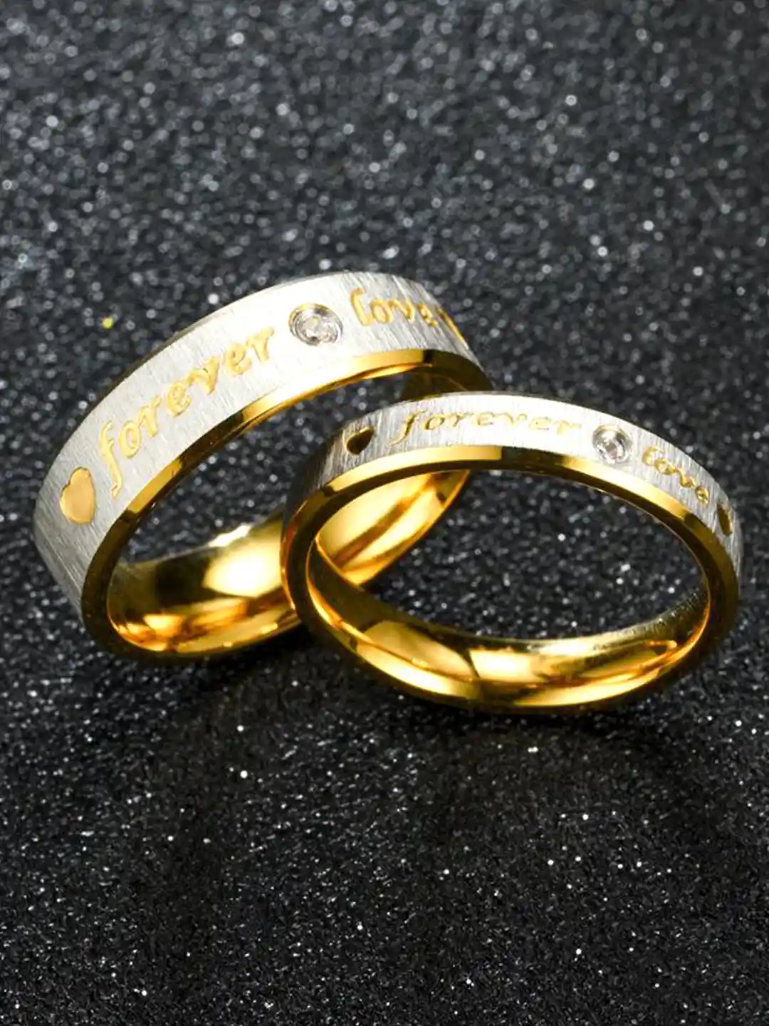 Buy Yellow Chimes Unisex Set of Gold Plated Proposal Couple Ring