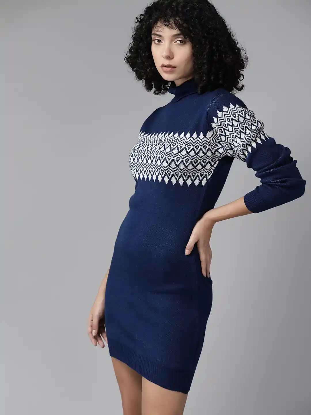 Buy Roadster Printed Sweater Bodycon Mini Dress Dresses for
