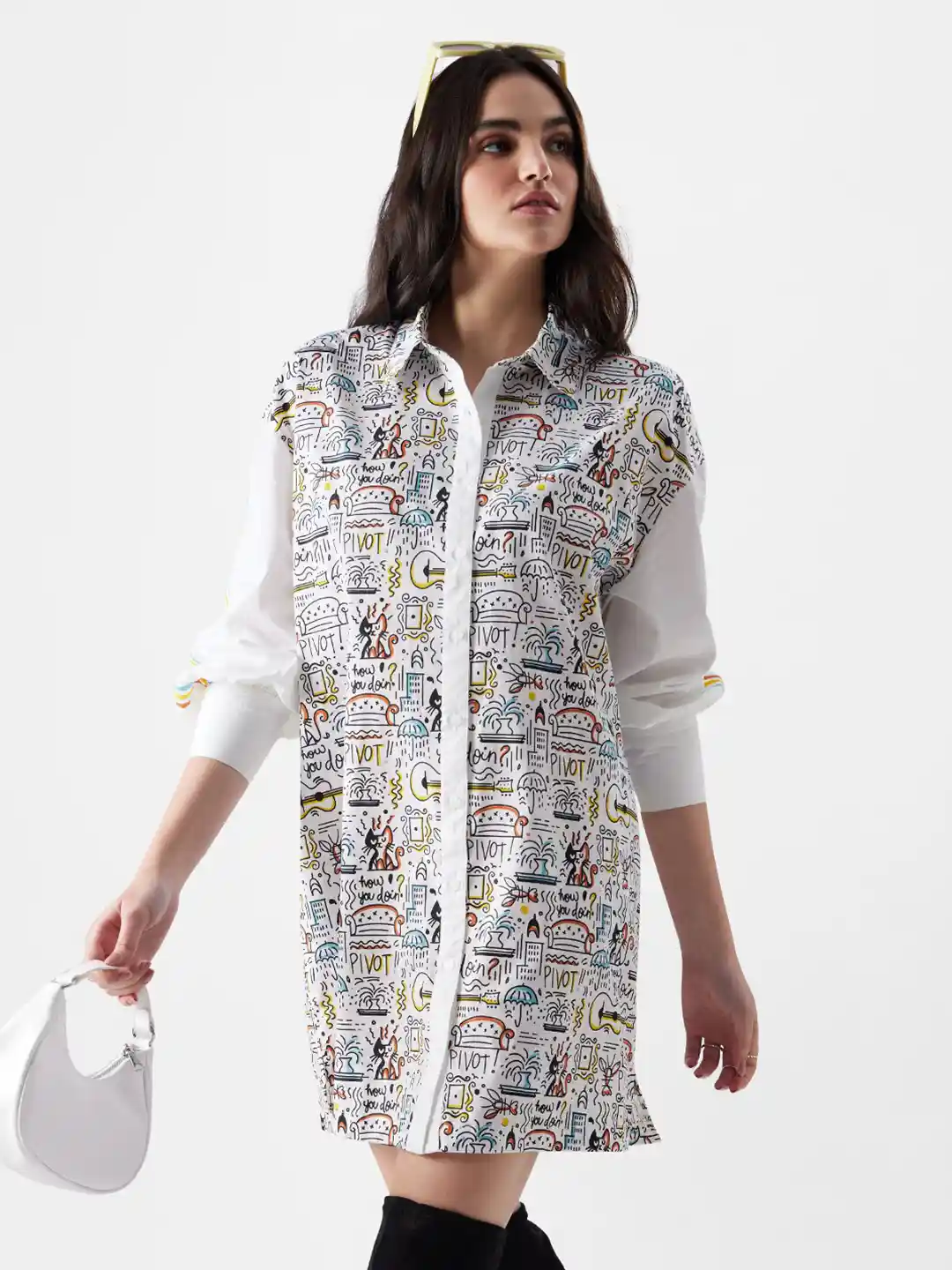 Buy The Souled Store Friends Printed Pure Cotton Shirt Mini Dress