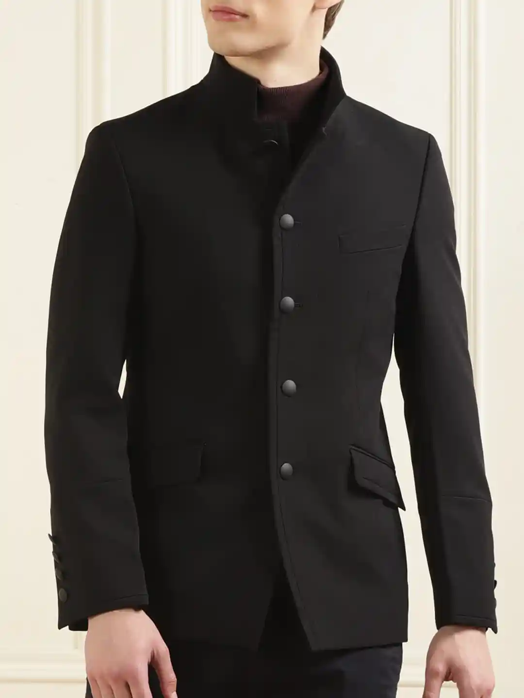 Buy Karl Lagerfeld Mandarin Collar Single-breasted Formal Blazer