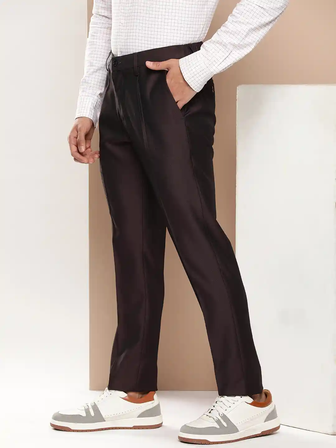 Buy encore by INVICTUS Men Mid Rise Semi Formal Trousers