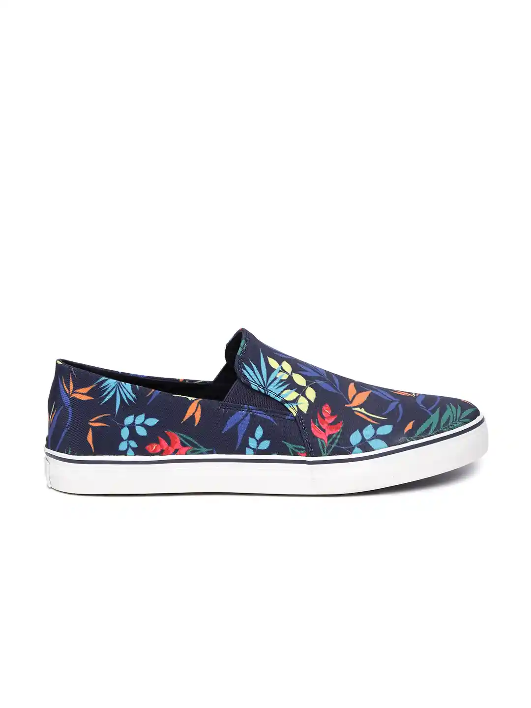 Buy United Colors of Benetton Men Navy Blue Floral Print Slip-On