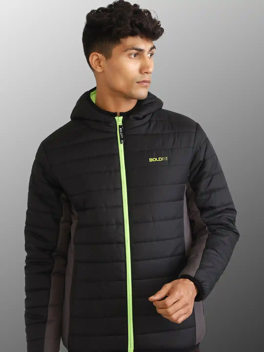 Buy BOLDFIT Colourblocked Quilted Lightweight Hooded All Weather