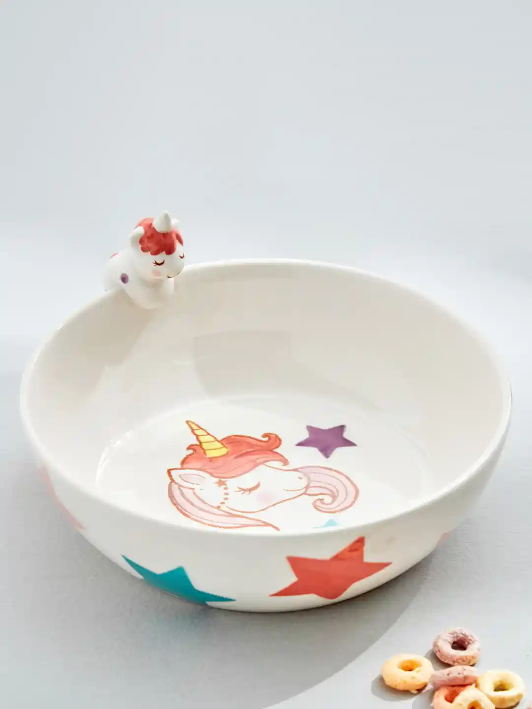 Buy Home Centre Bliss White Pink Printed Stoneware Cereal Bowl