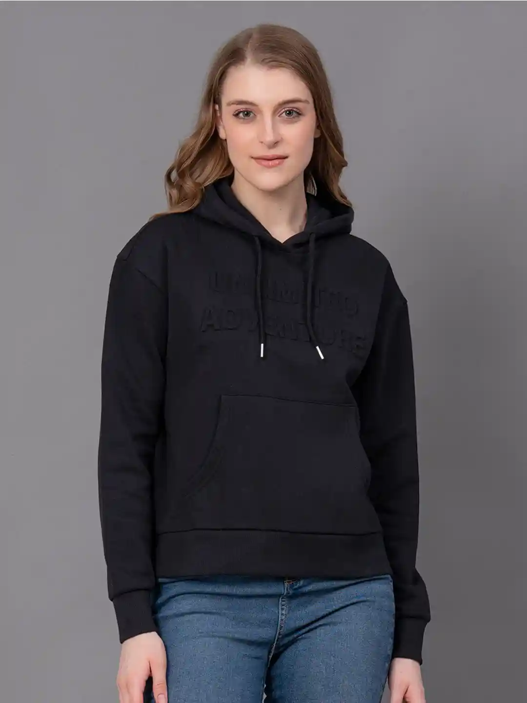 Buy Red Tape Women Fleece Embossed Hooded Sweatshirt Sweatshirts