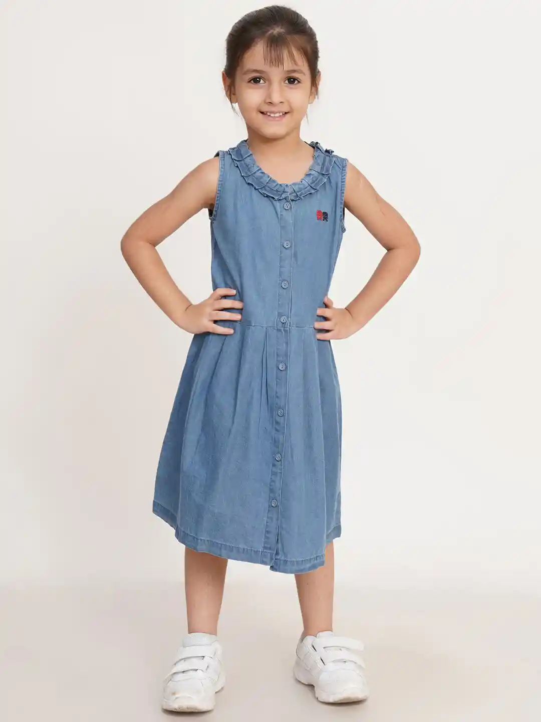 Midi Denim Kids Dress Thorn Tree Kids Girl Long Sleeve Dress Jeans