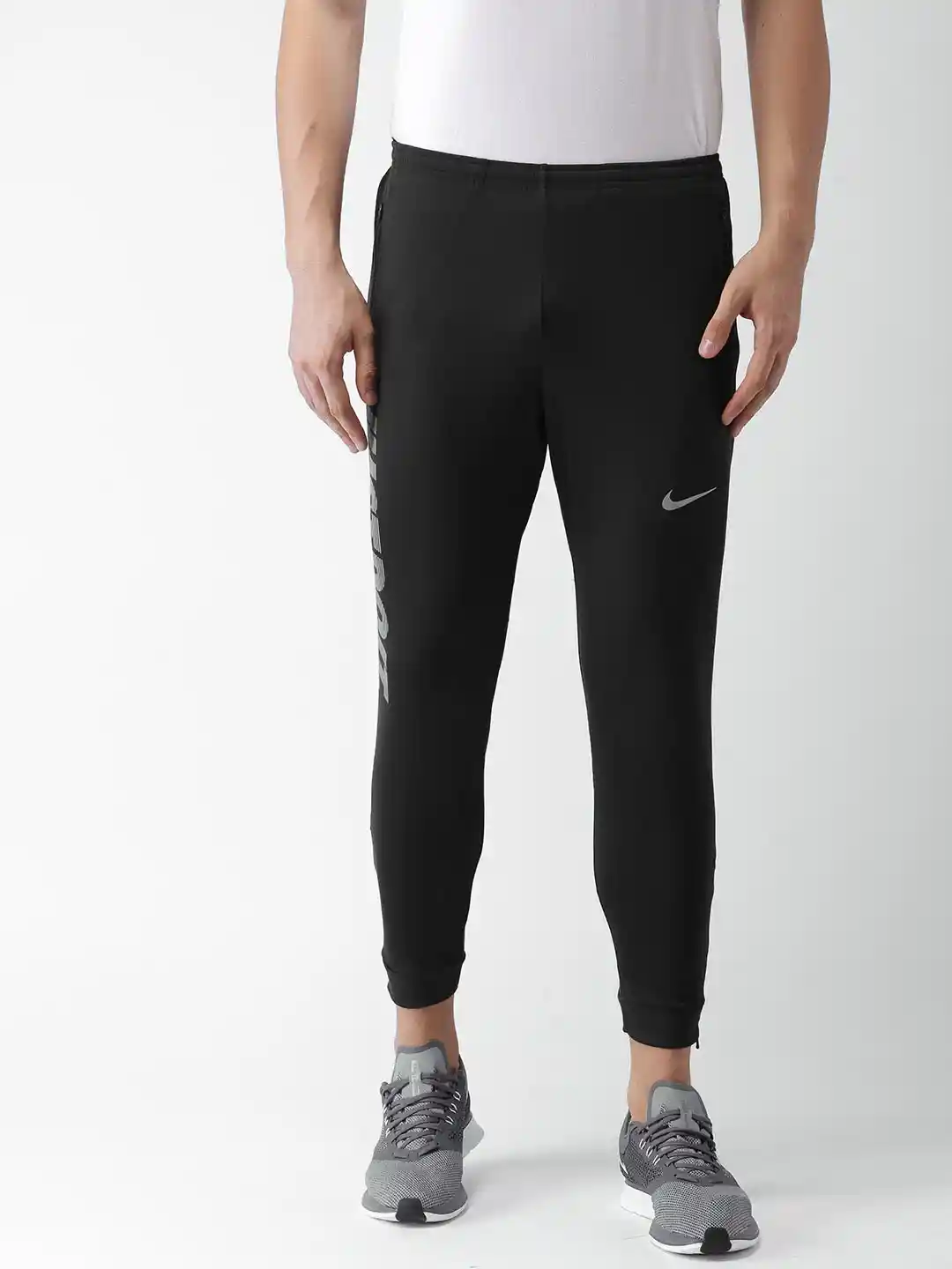 Buy Nike Men Charcoal Grey DRI-FIT Essential Running Track Pants