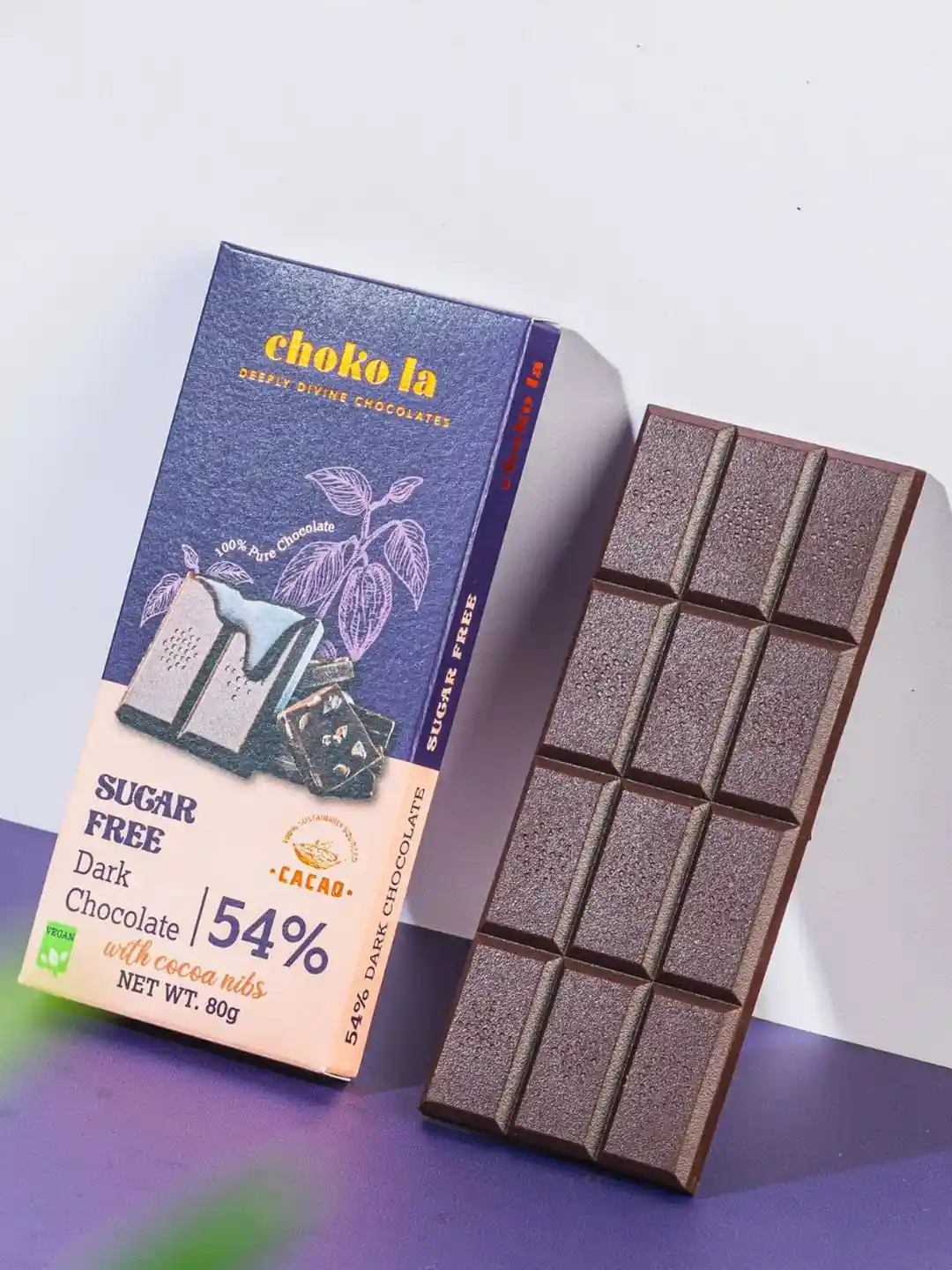Buy choko la Sugar Free 54% Dark Chocolate Bar-80 g - Chocolates