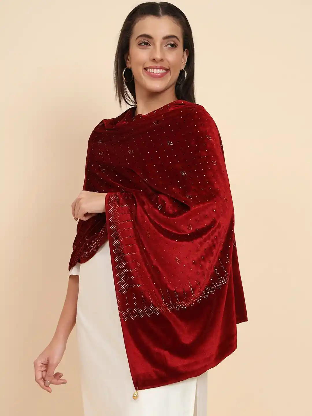 Buy Pashmoda Embellished Velvet Shawl Shawl for Women 24820156