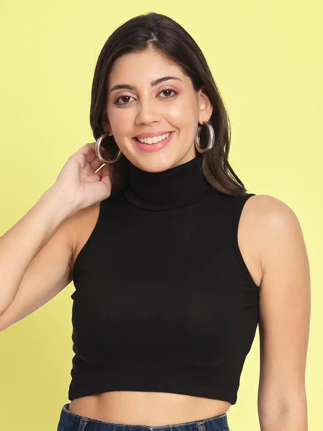CHARMGAL High Neck Sleeveless Crop Top