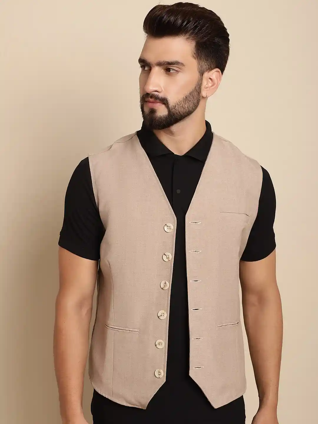 Buy even Self-Design V-Neck Formal Waistcoat Waistcoat for Men