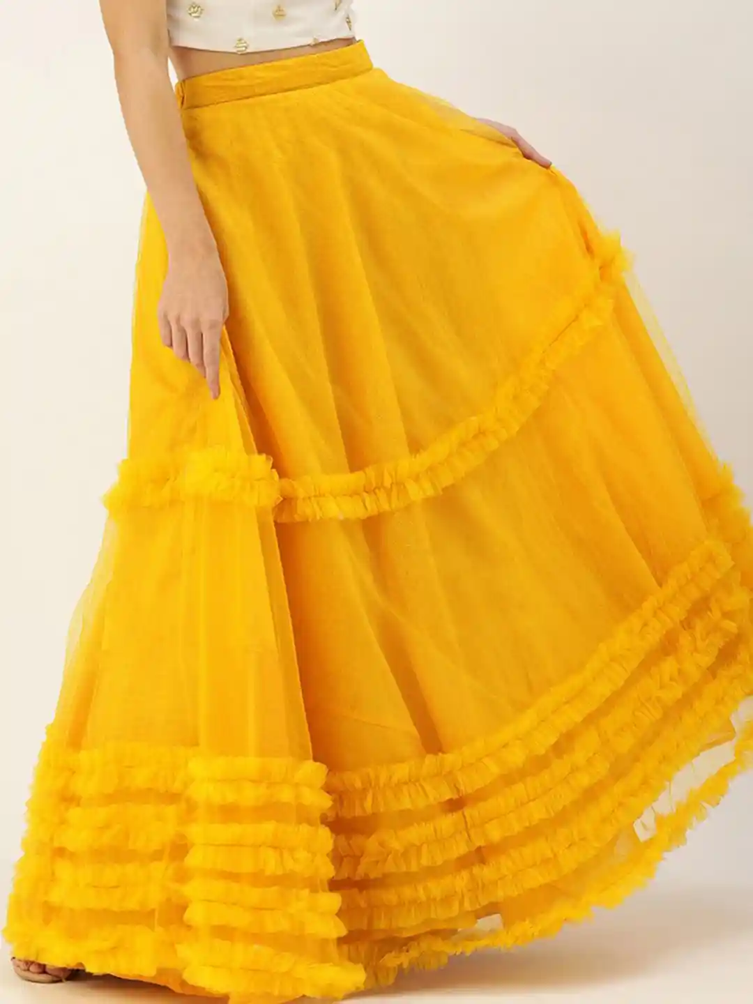 Buy Ethnovog Ruffled Net Flared Maxi Skirt Skirts for Women
