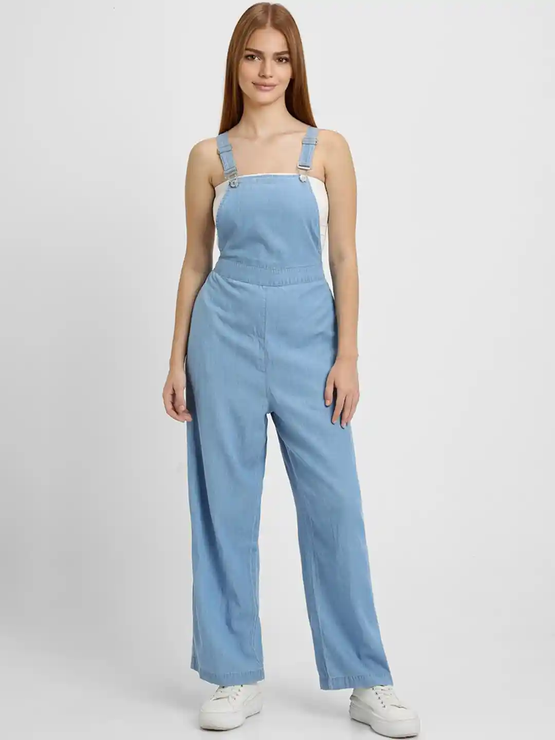 Buy FOREVER 21 Cotton Denim Dungarees Dungarees for Women - Main Image