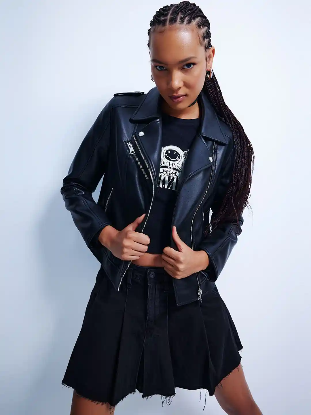 Buy DeFacto Lapel Collar Crop Biker Jacket Jackets for Women