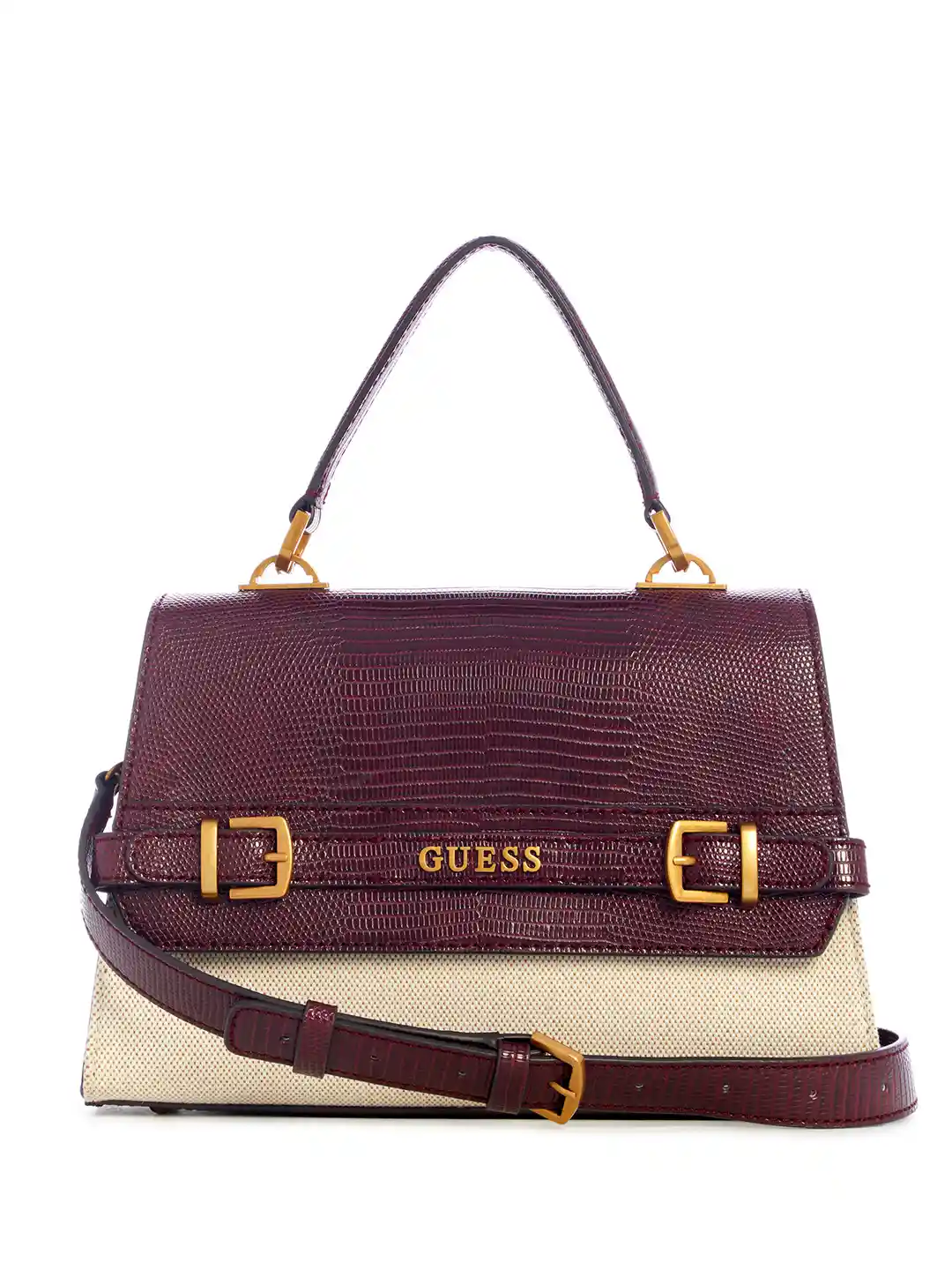 GUESS Snake Skin Textured Structured Satchel Bag