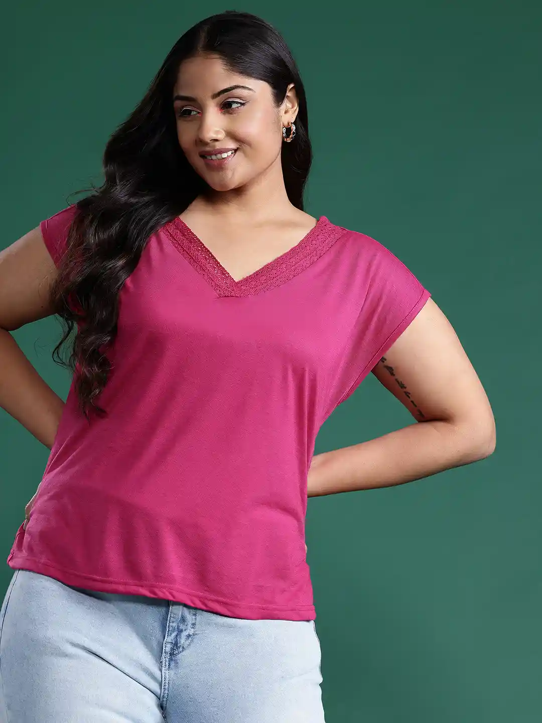 Buy DressBerry Curve Plus-Size V-Neck Top Tops for Women