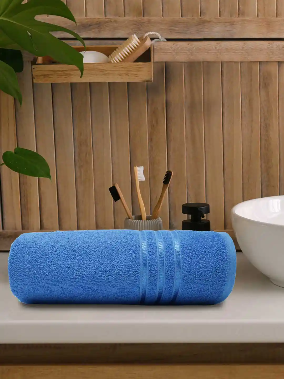 Buy MYTRIDENT Blue 400 GSM Pure-Cotton Bath Towel Bath Towels