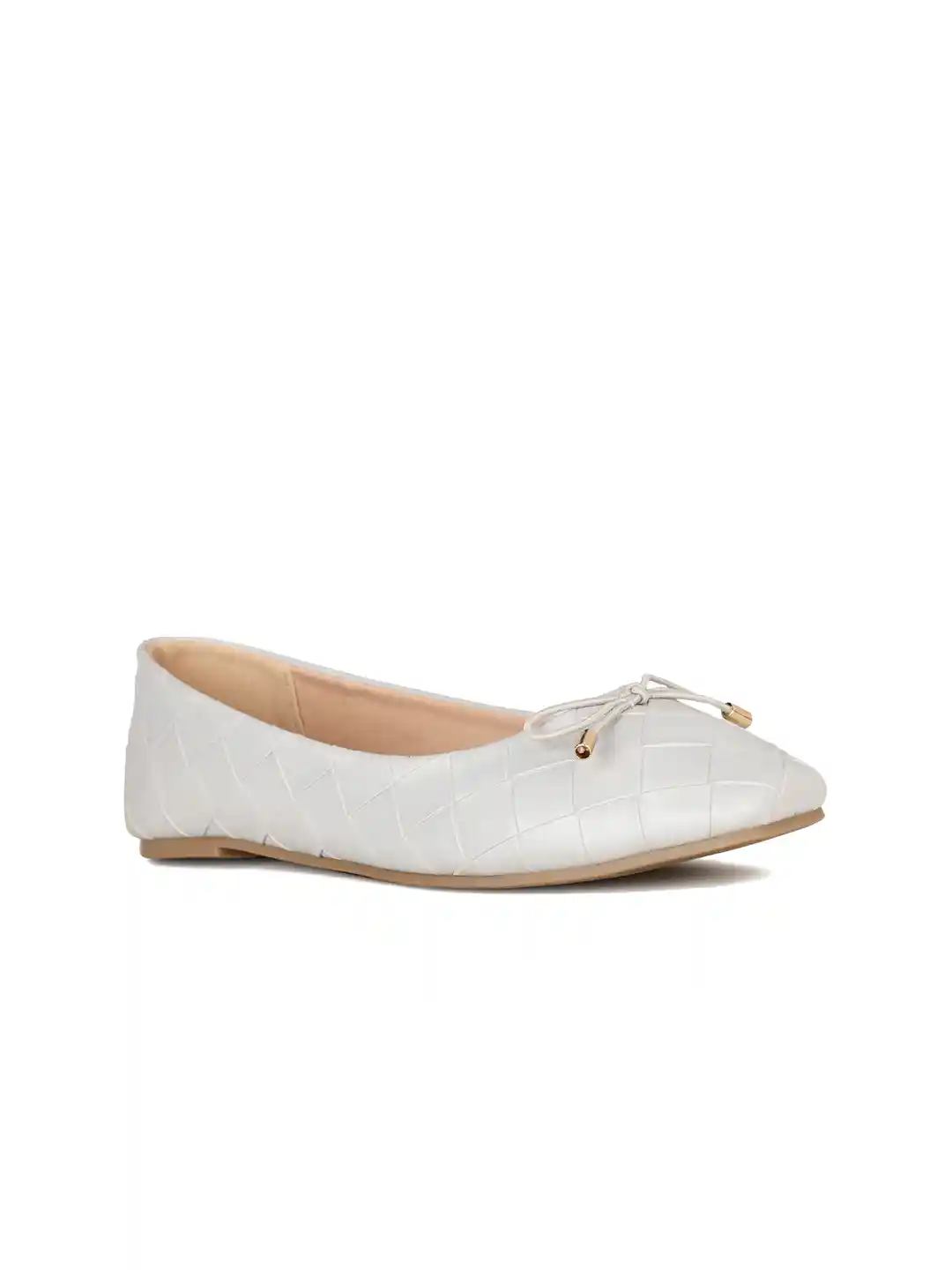 Buy Bata Textured Slip-On Ballerinas With Bows Ballerinas for