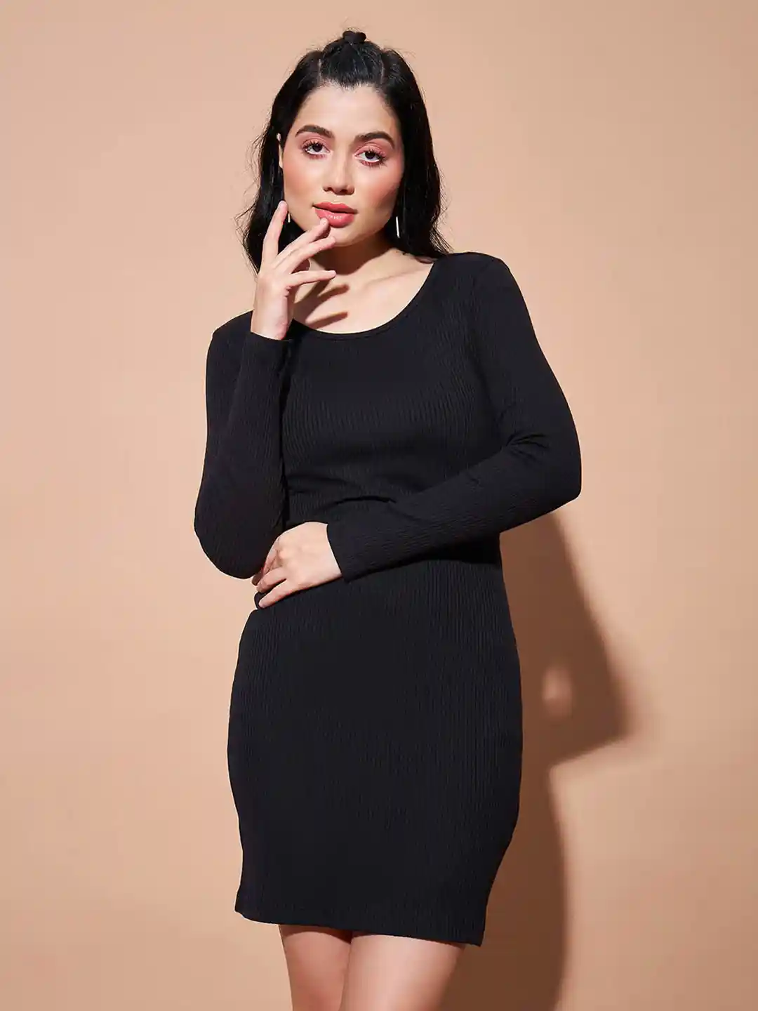 Buy SASSAFRAS BASICS Cut-Out Ribbed Cotton Mini Bodycon Dress