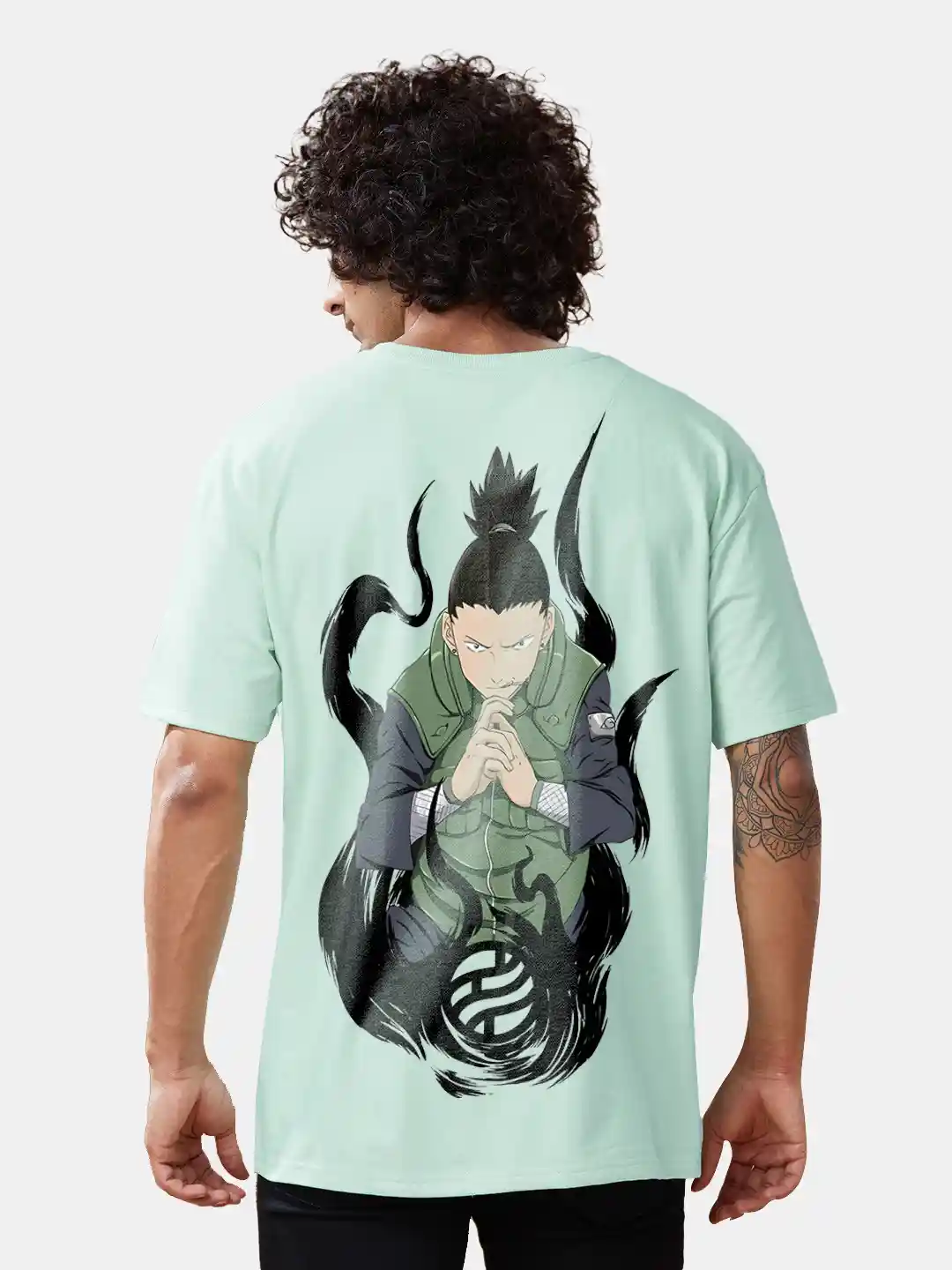 Crazymonk Men Oversized Graphic Shikamaru Nara Anime Cotton T-shirt