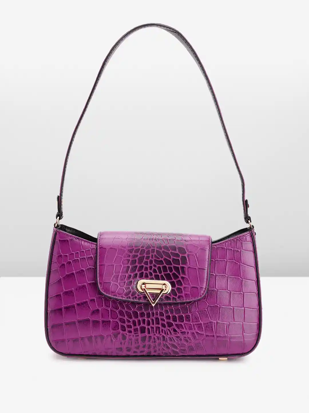 Buy Da Milano Croc-Textured Leather Structured Baguette Bag
