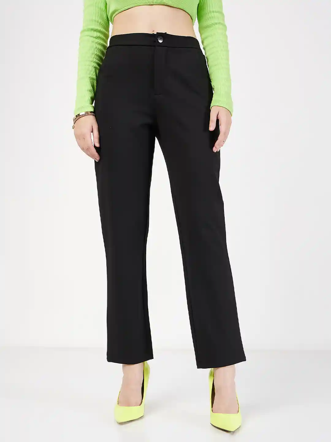 Ladies Trousers Black High Waisted Slim Trousers Buy SASSAFRAS
