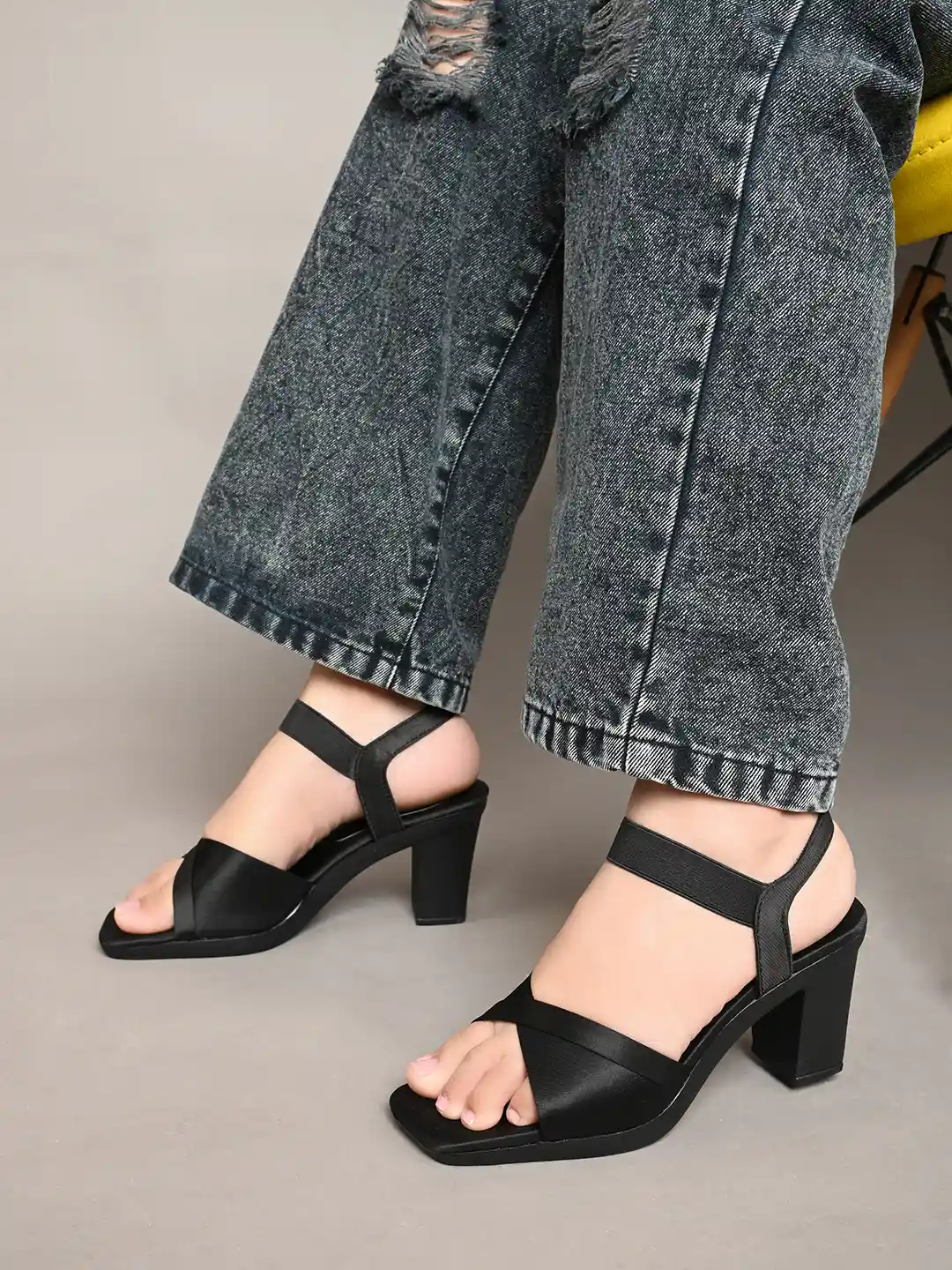 Buy JM Looks Open Toe Platform Heels with Backstrap Heels for
