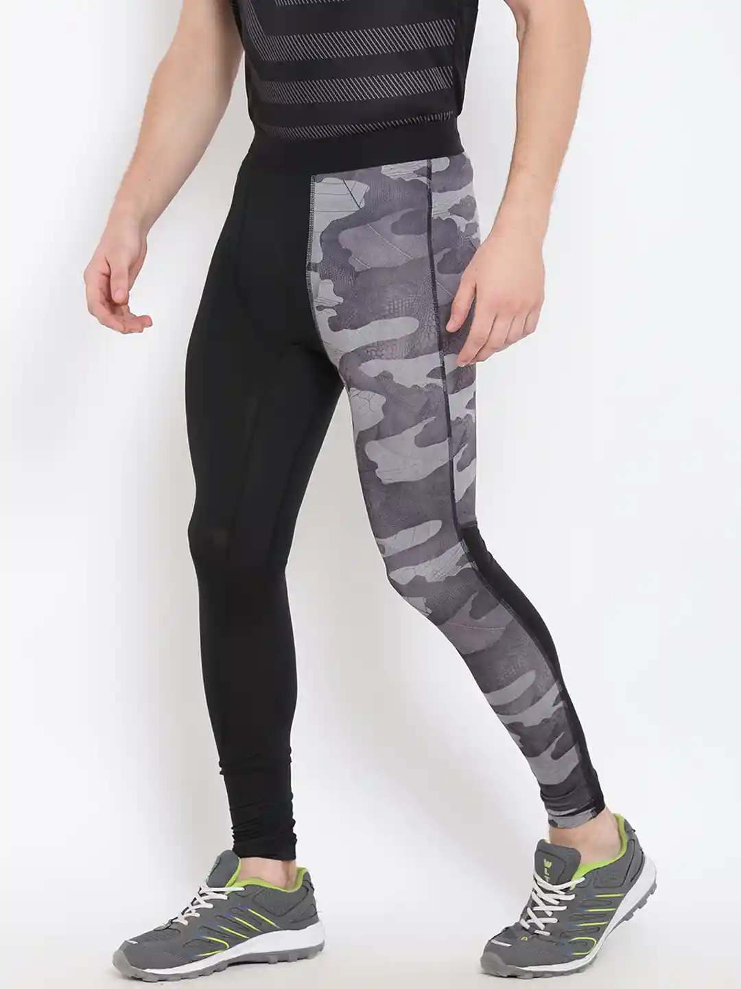 Buy Reebok Men Black Compression-AOP Printed Tights Tights for