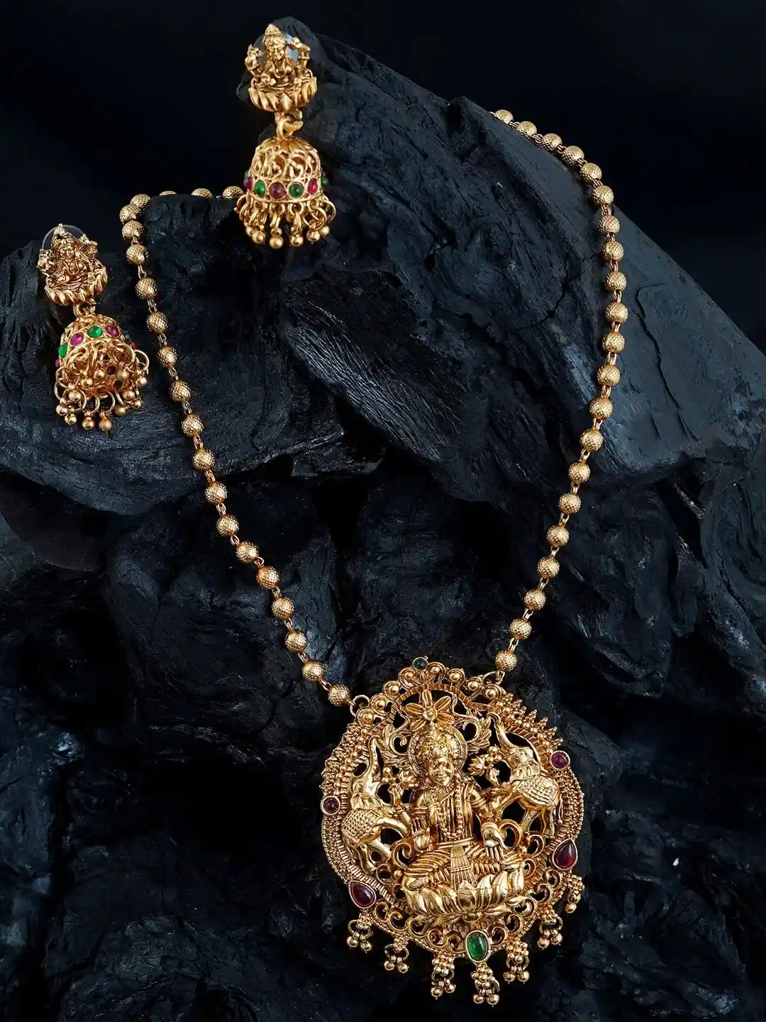 Buy MANSIYAORANGE Gold-Plated Artificial Stones And Beads Necklace