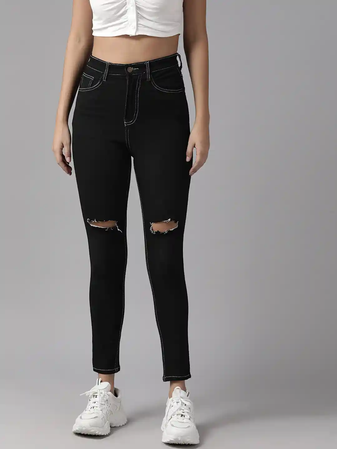 Roadster Women Skinny Fit High-Rise Highly Distressed Stretchable Jeans