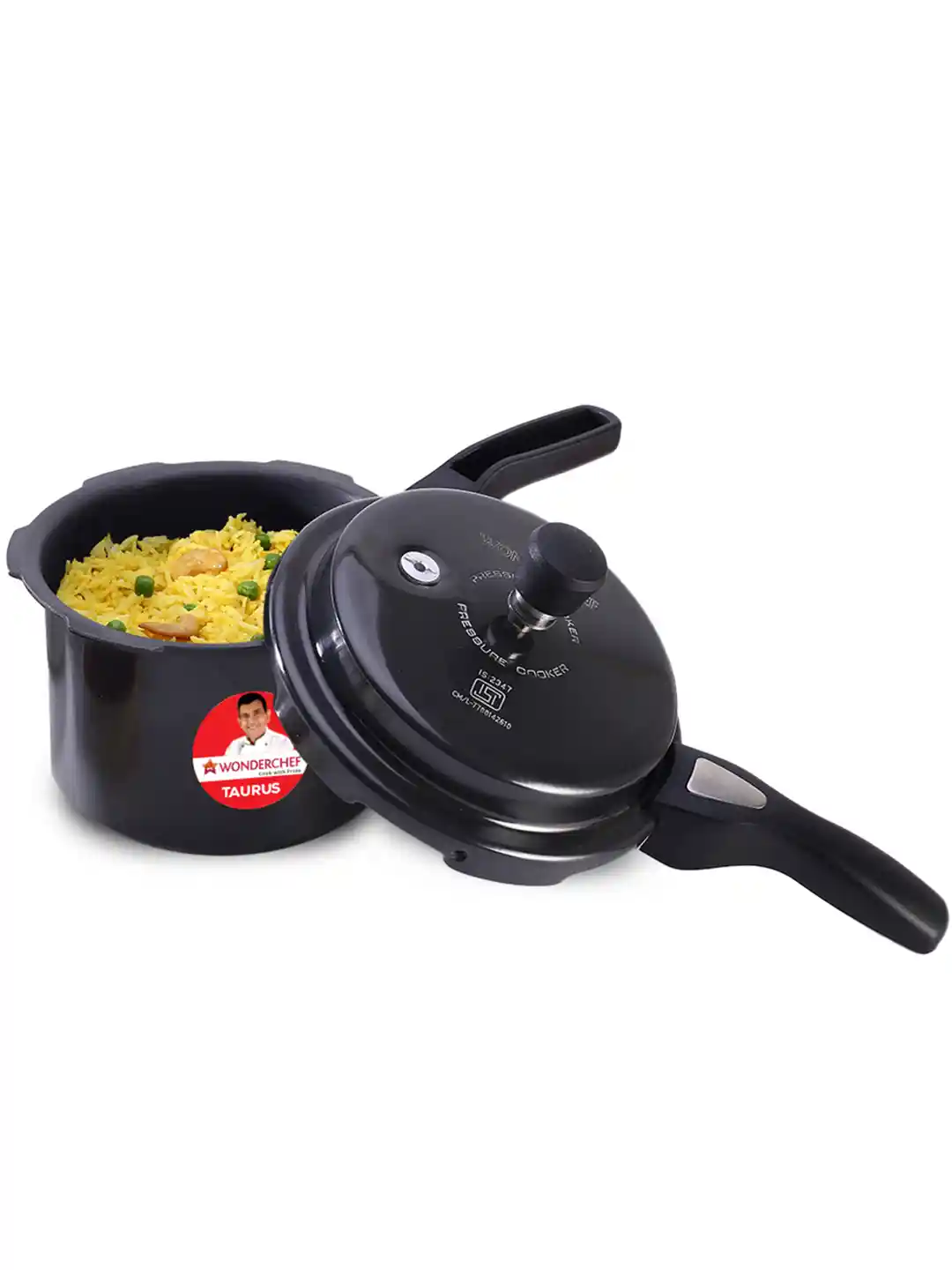 Wonderchef Taurus Black Aluminium Induction Base Outer Lid Hard Anodized  Pressure Cooker-3 L