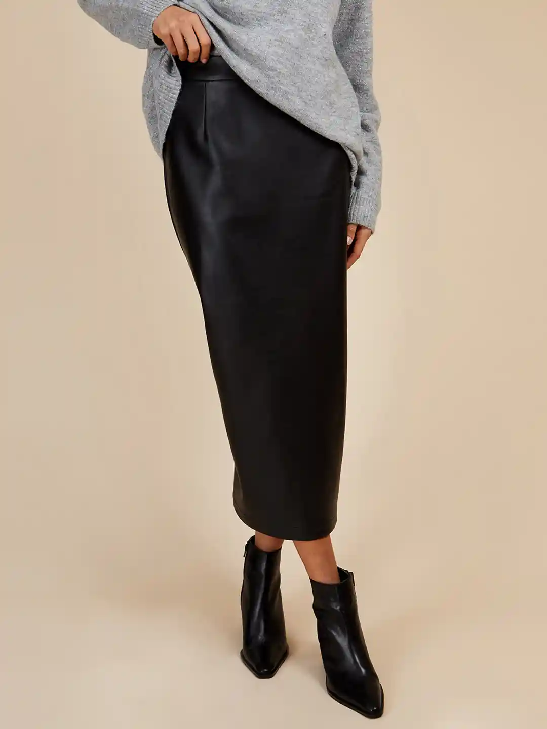 Mini Skirt Midi Pencil Skirt Black Little Mistress Faux Leather Midi