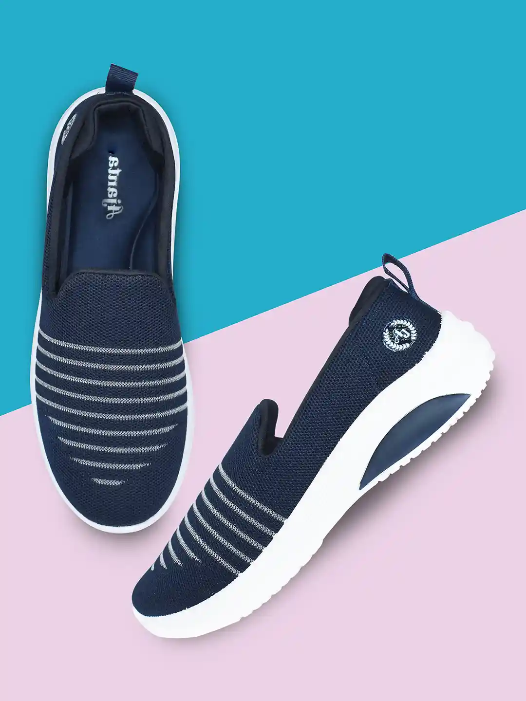 Buy Ajanta Women Striped Lightweight Slip-On Sneakers Casual