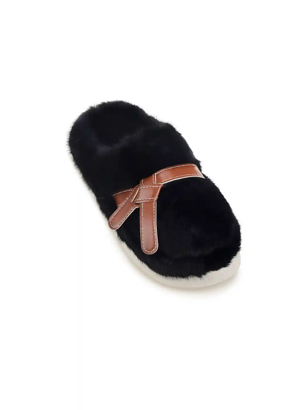 Buy CASSIEY Women Belt Twist Warm Fur Room Slippers Flip Flops