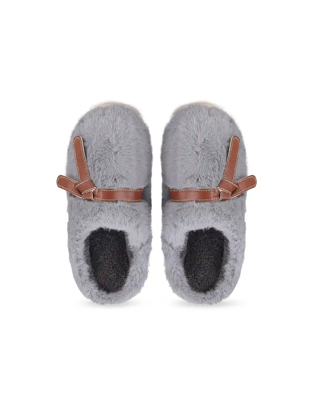CASSIEY Women Winter Warm Fur Room Slippers With Belt Twist