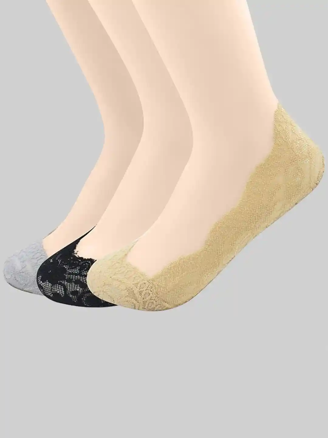 Buy PLUMBURY Women Pack Of Patterned Anti-Skid Shoe Liner Socks