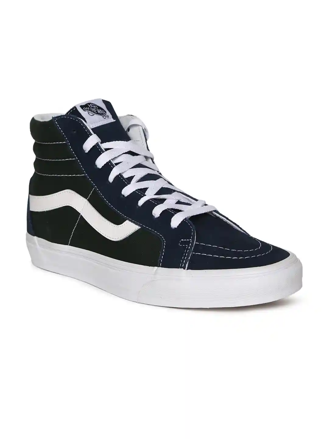 Dark Blue Vans High Tops Vans Unisex Navy Blue Solid Synthetic SK8