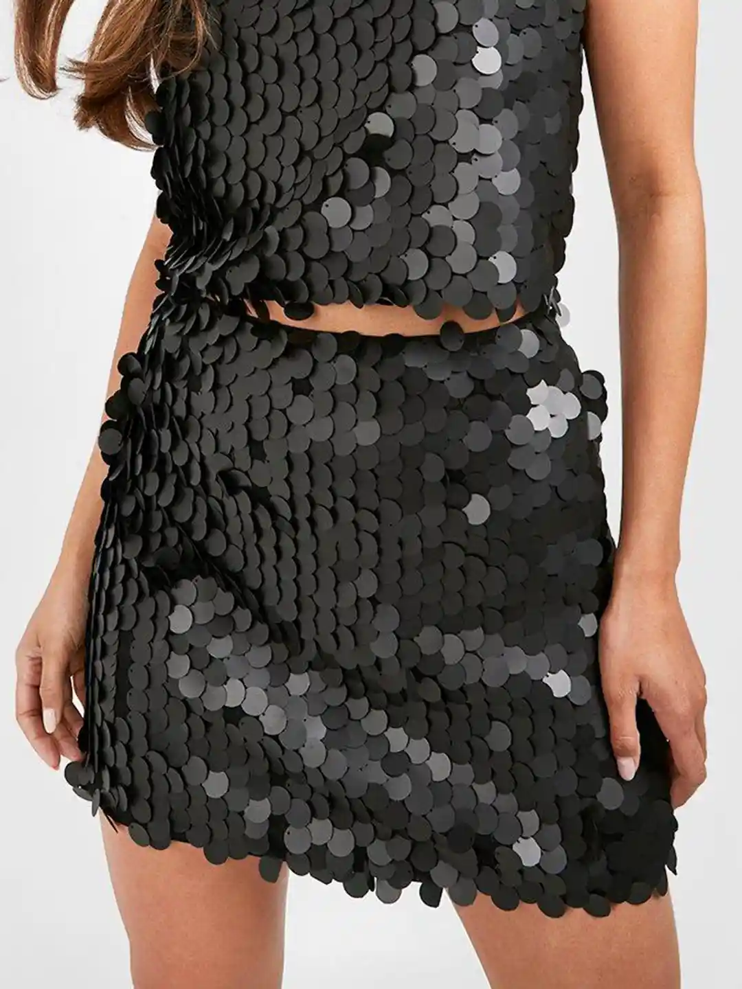 Boohoo Disco Sequin Pencil Mini Skirt