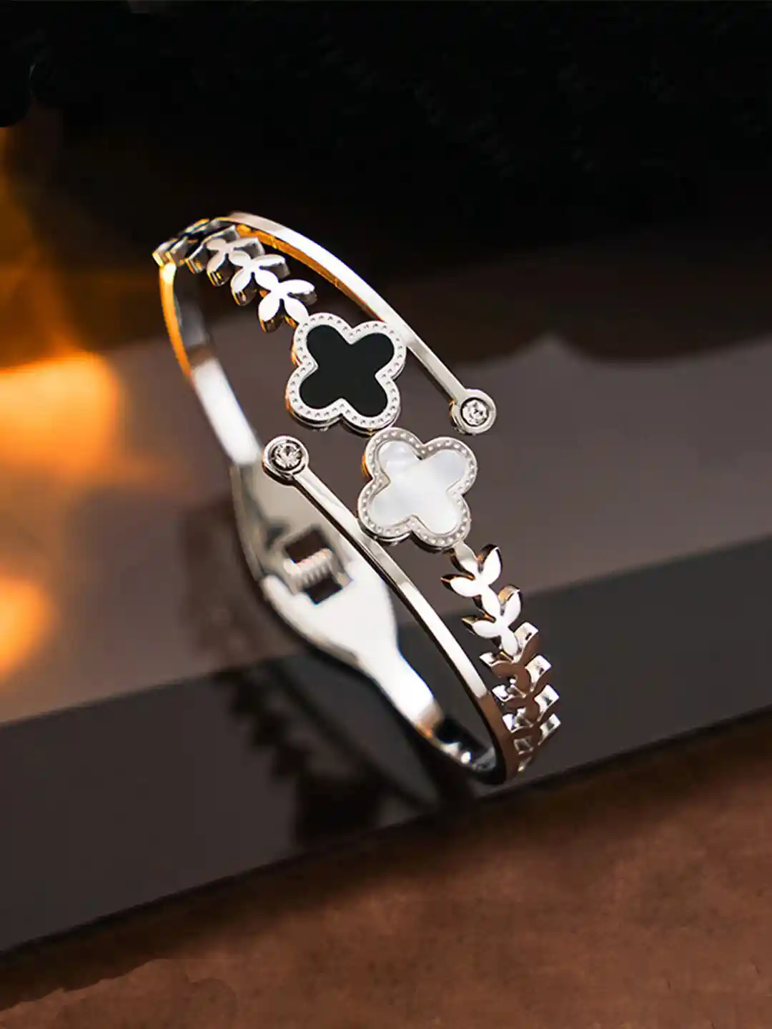 Buy Jewels Galaxy Mother of Pearl Silver-Plated Cuff Bracelet