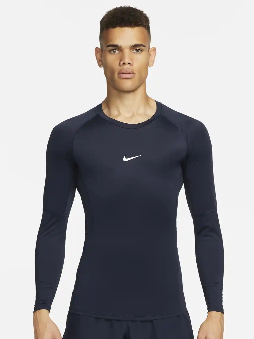 Buy Nike Dri-FIT Brand Logo Printed Tight Long-Sleeves Fitness Top