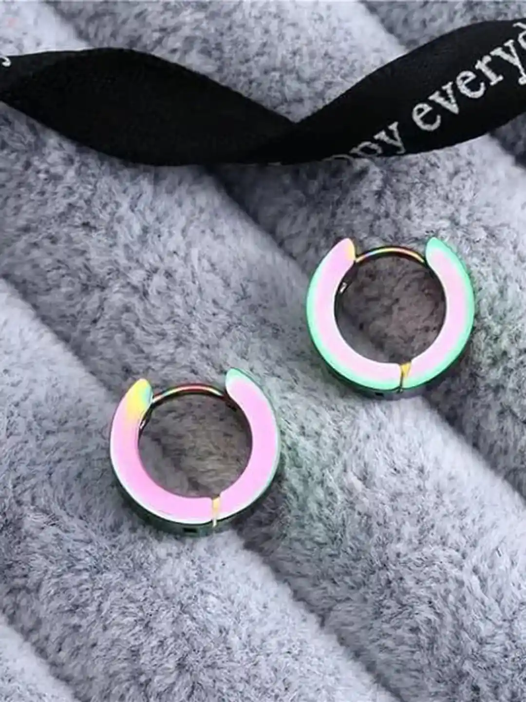 KRYSTALZ Stainless Steel Circular Half Hoop Earrings