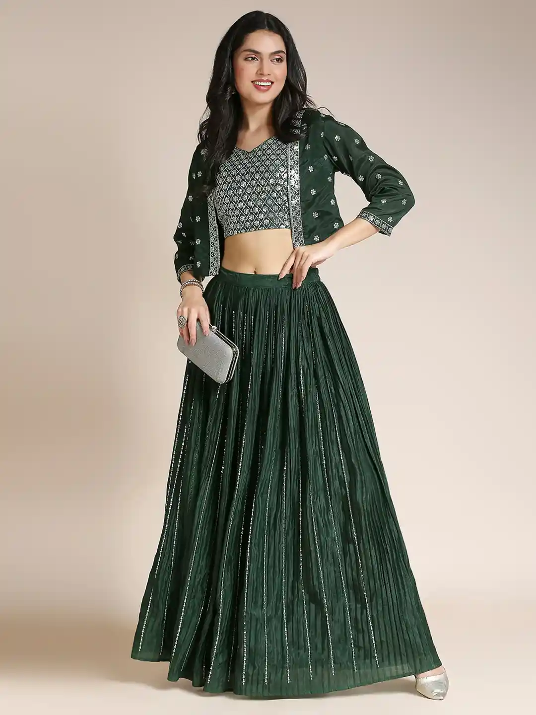 Buy MADHURAM Embroidered Ready to Wear Lehenga Choli with Jacket