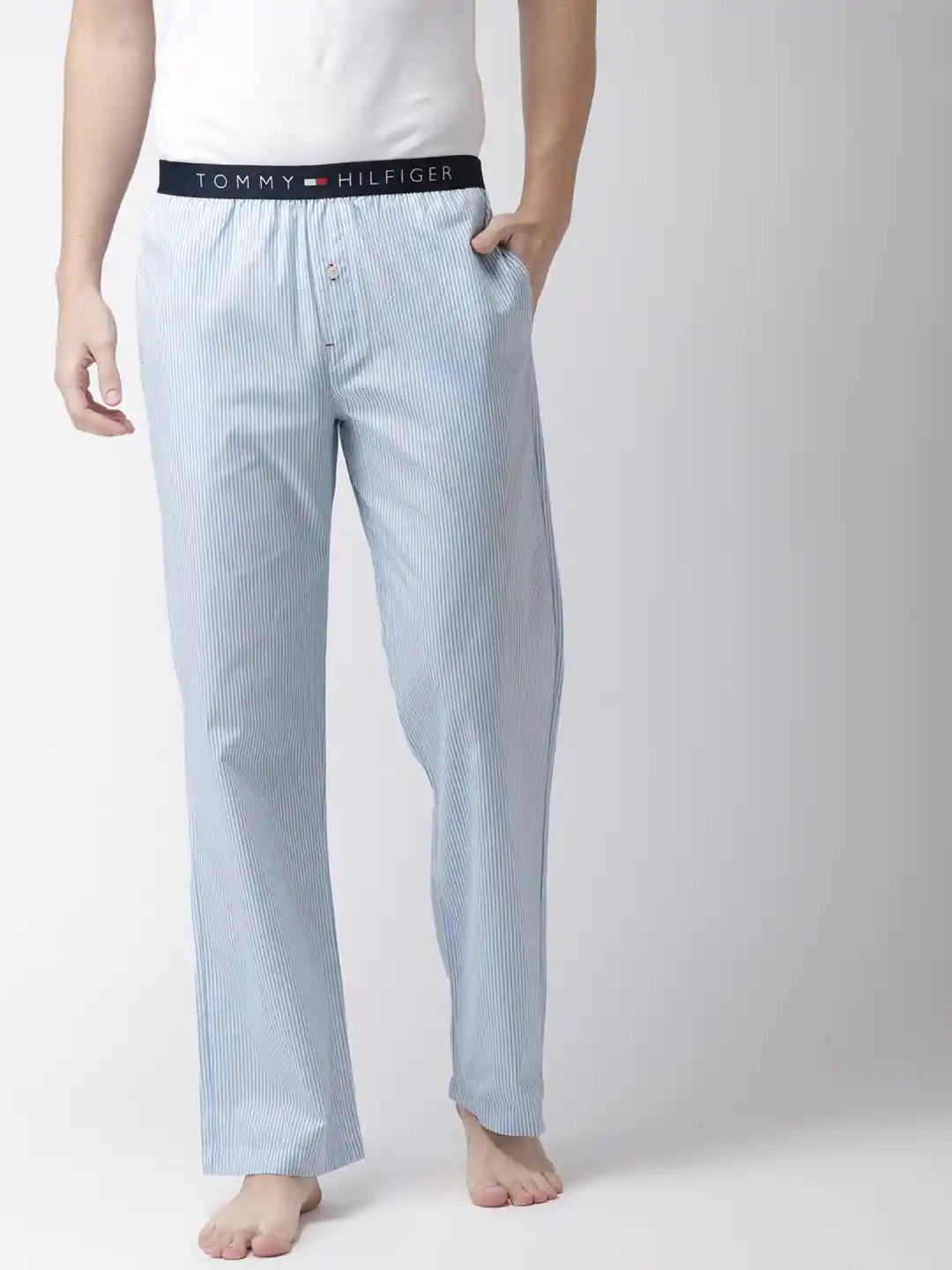 Buy Tommy Hilfiger Men Blue White Striped Lounge Pants P8ABN107